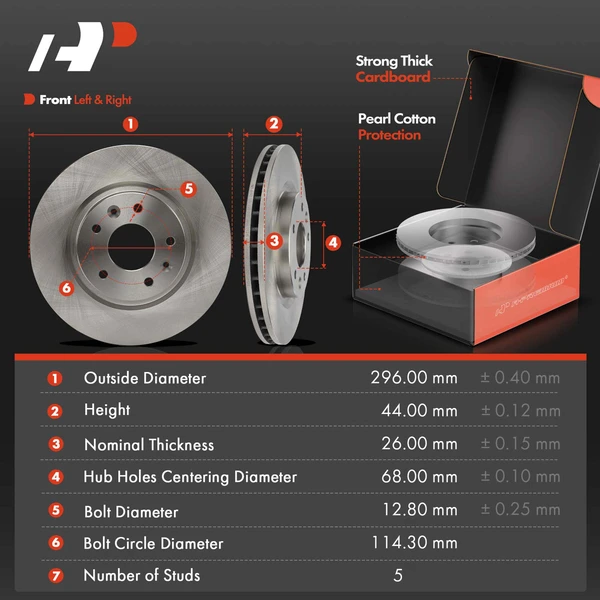 Disc Brake Rotors and Ceramic Pads Kit, 6 Pcs, Front Driver & Passenger, A-Premium, APBRPR1921
