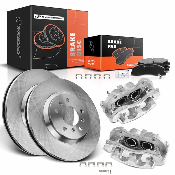 8 Pcs Front Disc Brake Rotors & Ceramic Brake Pads & Brake Calipers for 2006-2011 Buick Lucerne