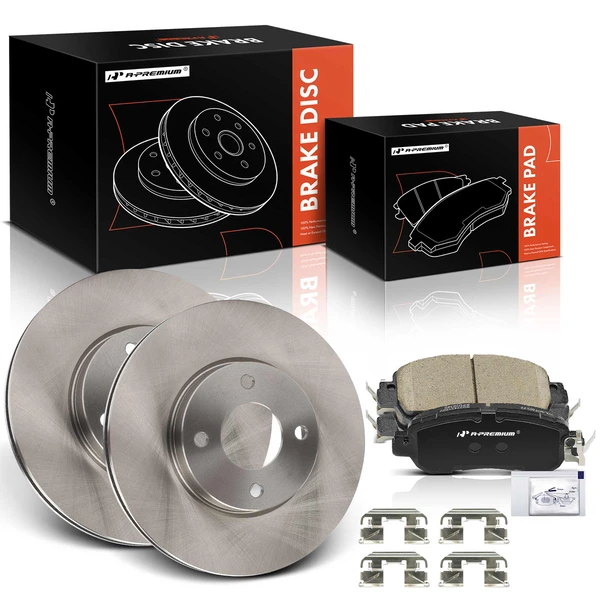 Disc Brake Rotors and Ceramic Pads Kit, 6 Pcs, Front Driver & Passenger, A-Premium, APBRPR1922