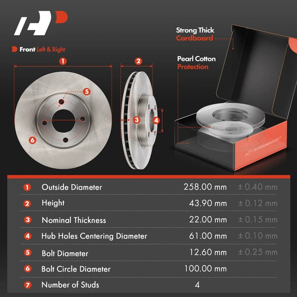 Disc Brake Rotors and Ceramic Pads Kit, 6 Pcs, Front Driver & Passenger, A-Premium, APBRPR1922
