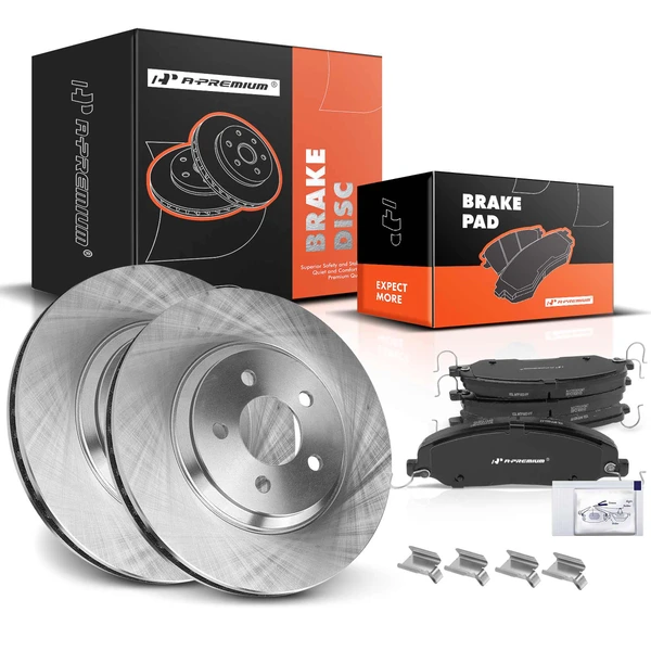 Disc Brake Rotors and Ceramic Pads Kit, 6 Pcs, Front Driver & Passenger, A-Premium, APBRPR1225