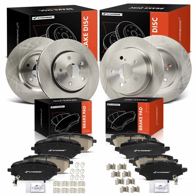 12 Pcs Front & Rear Disc Brake Rotors & Ceramic Brake Pads