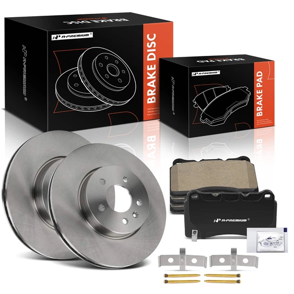 2013-2019 Cadillac ATS Disc Brake Rotors and Ceramic Pads Kit, 6 Pcs, Front Driver & Passenger, A-Premium, APBRPR2006