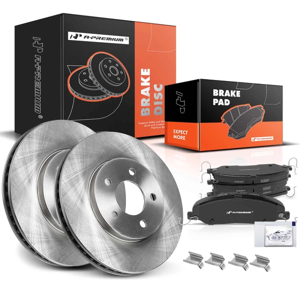 Disc Brake Rotors and Ceramic Pads Kit, 6 Pcs, Front Driver & Passenger, A-Premium, APBRPR1221