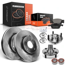 8 Pcs Front Disc Brake Rotors & Ceramic Brake Pads & Hub Bearings for Ford Focus 2005-2007