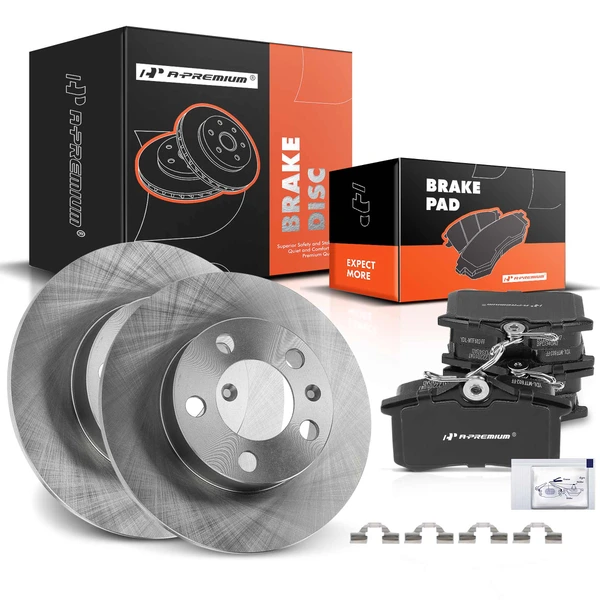 2000-2004 Audi TT Disc Brake Rotors and Ceramic Pads Kit, 6 Pcs, Rear Driver & Passenger, A-Premium, APBRPR1227