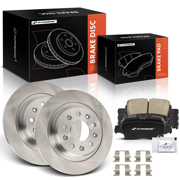 Disc Brake Rotors and Ceramic Pads Kit, 6 Pcs, Rear Driver & Passenger, A-Premium, APBRPR1926