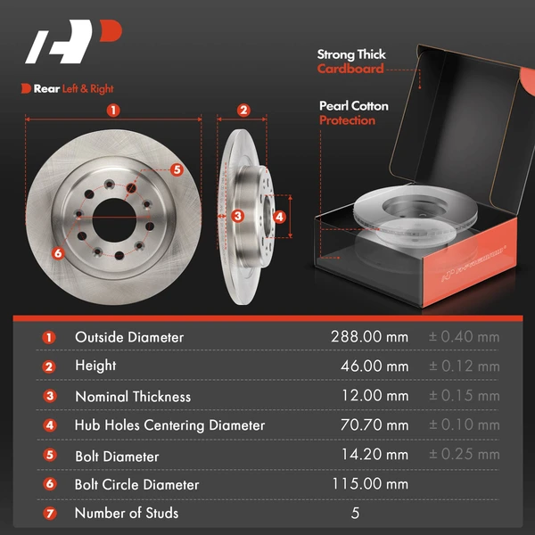 Disc Brake Rotors and Ceramic Pads Kit, 6 Pcs, Rear Driver & Passenger, A-Premium, APBRPR1926