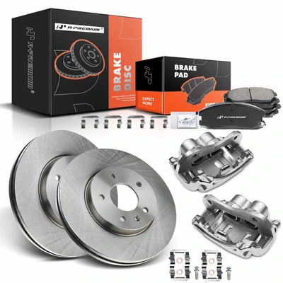 8 Pcs Front Disc Brake Rotors & Ceramic Brake Pads & Brake Calipers