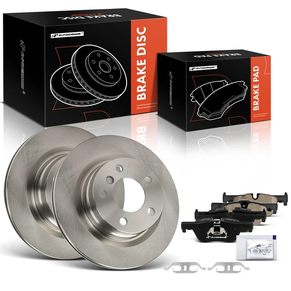 Disc Brake Rotors and Ceramic Pads Kit, 6 Pcs, Rear Driver & Passenger, A-Premium, APBRPR1924