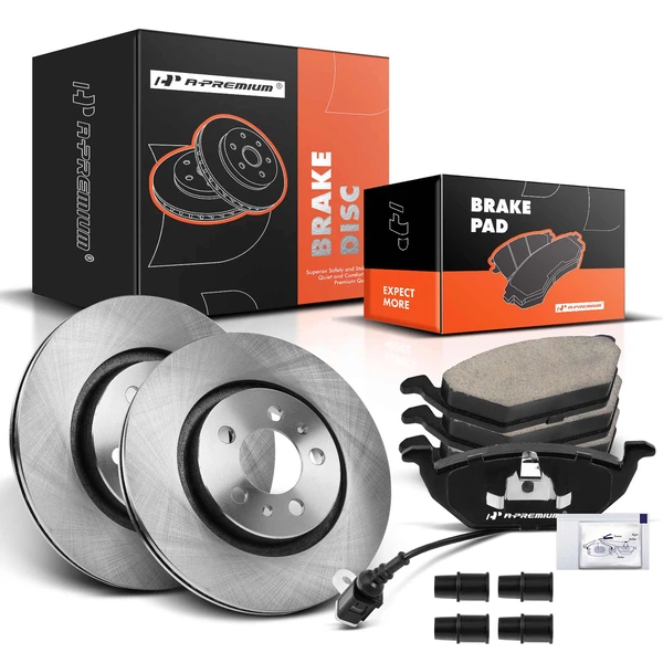 2007-2009 Volkswagen Jetta City Disc Brake Rotors and Ceramic Pads Kit, 6 Pcs, Front Driver & Passenger, A-Premium, APBRPR1226