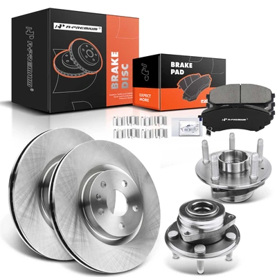 8 Pcs Front Disc Brake Rotors & Ceramic Brake Pads & Hub Bearings