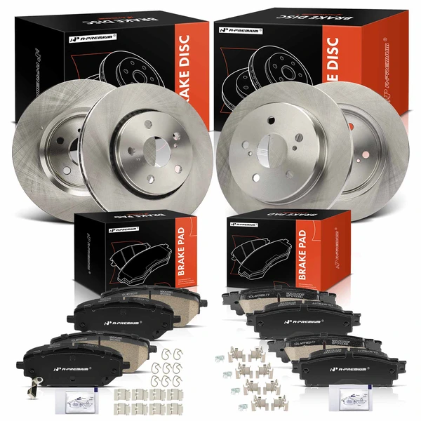 2018 Toyota C-HR Disc Brake Rotors and Ceramic Pads Kit, 12 Pcs, Front & Rear, A-Premium, APBRPR1929