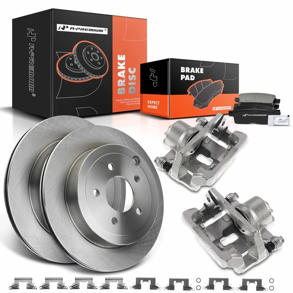 8 Pcs Rear Disc Brake Rotors & Ceramic Brake Pads & Brake Calipers for 2007-2010 Lincoln MKX
