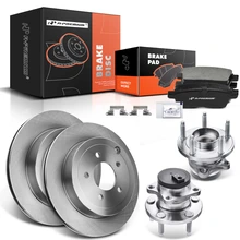 8 Pcs Rear Disc Brake Rotors & Ceramic Brake Pads & Hub Bearings for 2007-2010 Lincoln MKX