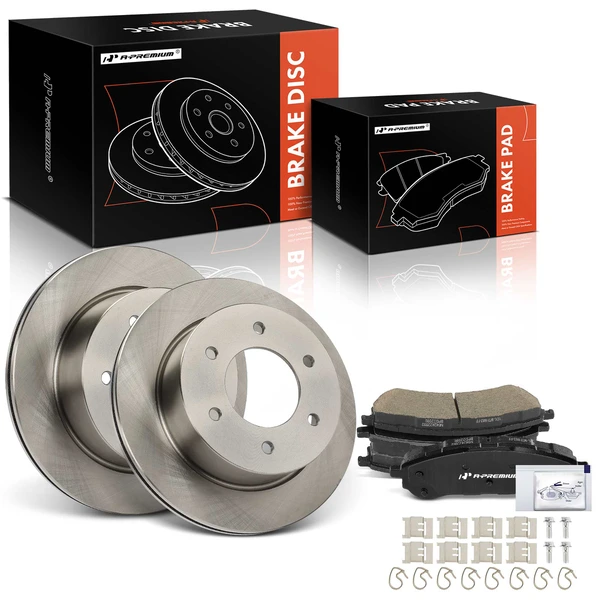 2019-2022 Ford Ranger Disc Brake Rotors and Ceramic Pads Kit, 6 Pcs, Rear Driver & Passenger, A-Premium, APBRPR2003