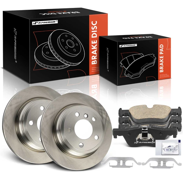 2016 BMW 328i Disc Brake Rotors and Ceramic Pads Kit, 6 Pcs, Rear Driver & Passenger, A-Premium, APBRPR1927
