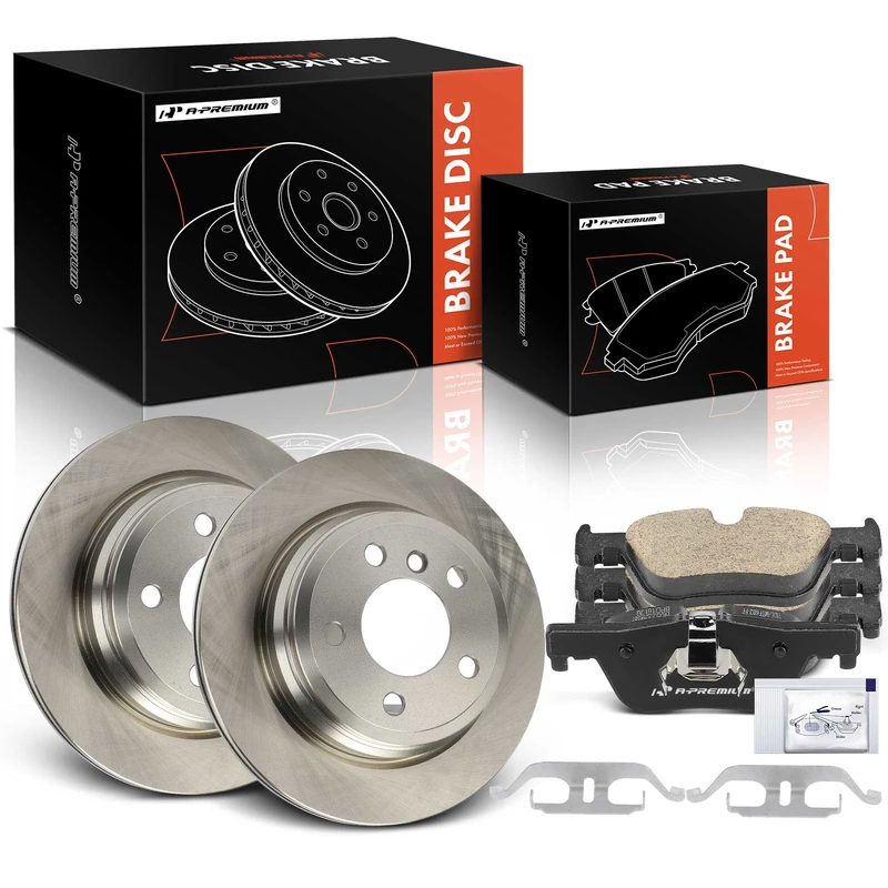2014-2018 BMW 328d xDrive Brake Pad and Rotor Kit, 6 Pcs, Rear Driver & Passenger, A-Premium, APBRPR1927