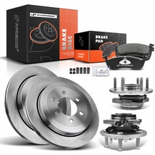 8 Pcs Rear Disc Brake Rotor & Pads + Hub Bearing