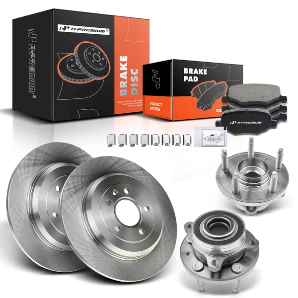 2010-2012 Lincoln MKS Disc Brake Rotors and Ceramic Pads Kit with Calipers, 8 Pcs, Rear Driver & Passenger, A-Premium, APBRPR637