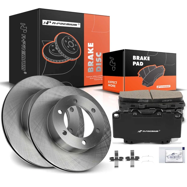 1999-2004 Toyota Tacoma Disc Brake Rotors and Ceramic Pads Kit, 6 Pcs, Front Driver & Passenger, A-Premium, APBRPR847