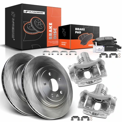 8 Pcs Rear Disc Brake Rotors & Ceramic Brake Pads & Brake Calipers