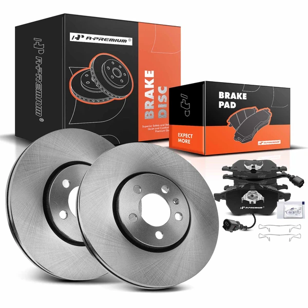 2000-2006 Volkswagen Golf Disc Brake Rotors and Ceramic Pads Kit, 6 Pcs, Front Driver & Passenger, A-Premium, APBRPR1321