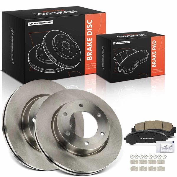2021-2022 Ford Bronco Disc Brake Rotors and Ceramic Pads Kit, 6 Pcs, Front Driver & Passenger, A-Premium, APBRPR1995