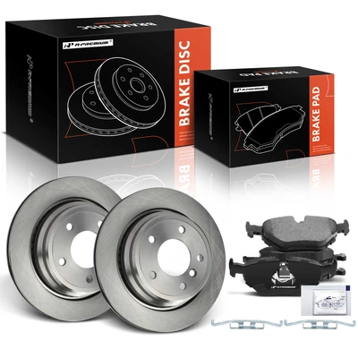 6 Pcs Rear Disc Brake Rotors & Ceramic Brake Pads