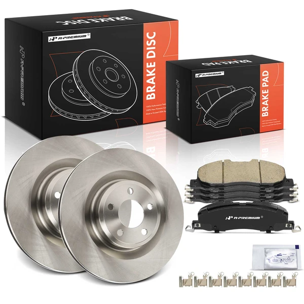 Disc Brake Rotors and Ceramic Pads Kit, 6 Pcs, Front Driver & Passenger, A-Premium, APBRPR1996