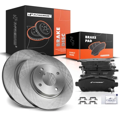 2011-2019 Ford Fiesta Disc Brake Rotors and Ceramic Pads Kit, 6 Pcs, Front, A-Premium, APBRPR1237