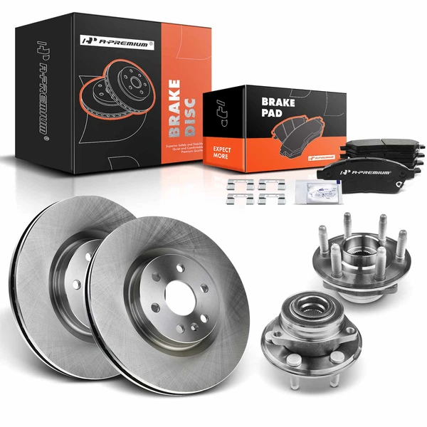 8 Pcs Front Disc Brake Rotors & Ceramic Brake Pads & Hub Bearings for 2011 Saab 9-4X