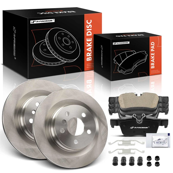 Disc Brake Rotors and Ceramic Pads Kit, 6 Pcs, Rear Driver & Passenger, A-Premium, APBRPR1931
