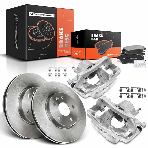 8 Pcs Front Disc Brake Rotors & Ceramic Brake Pads & Brake Calipers for Chevrolet Cruze 2011-2015