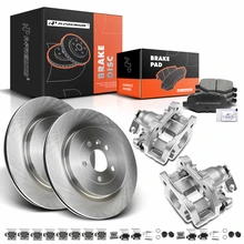 8 Pcs Rear Disc Brake Rotors & Pads + Brake Caliper