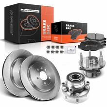 8 Pcs Rear Disc Brake Rotors & Ceramic Pads + Hub Bearing