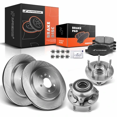 8 Pcs Rear Disc Brake Rotors & Pads + Hub Bearing