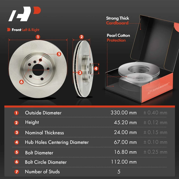 Disc Brake Rotors and Ceramic Pads Kit, 6 Pcs, Front Driver & Passenger, A-Premium, APBRPR1932