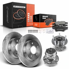 8 Pcs Rear Disc Brake Rotors & Ceramic Brake Pads & Hub Bearings for 2012-2018 Ford Focus