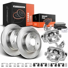 Disc Brake Rotors and Ceramic Pads Kit with Calipers, 8 Pcs, Rear Driver & Passenger, A-Premium, APBRPR686