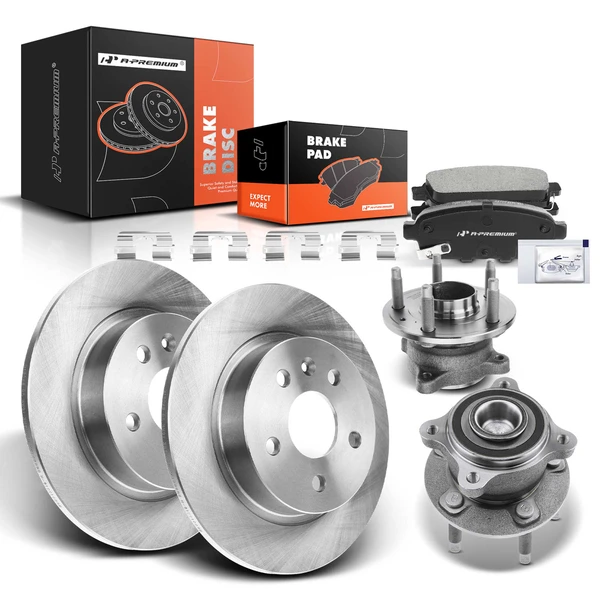2011-2012 Chevrolet Cruze Disc Brake Rotors and Ceramic Pads Kit with Calipers, 8 Pcs, Rear Driver & Passenger, A-Premium, APBRPR780