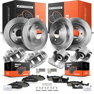 16 Pcs Front & Rear Disc Brake Rotors & Ceramic Brake Pads & Brake Calipers