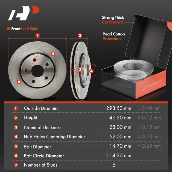Disc Brake Rotors and Ceramic Pads Kit, 6 Pcs, Front Driver & Passenger, A-Premium, APBRPR1997