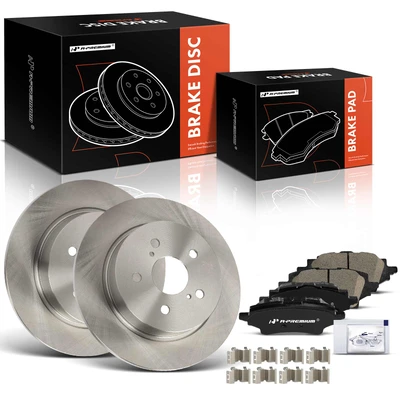 6 Pcs Rear Disc Brake Rotors & Ceramic Brake Pads