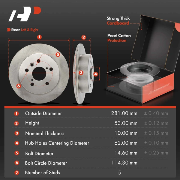 Disc Brake Rotors and Ceramic Pads Kit, 6 Pcs, Rear Driver & Passenger, A-Premium, APBRPR1934