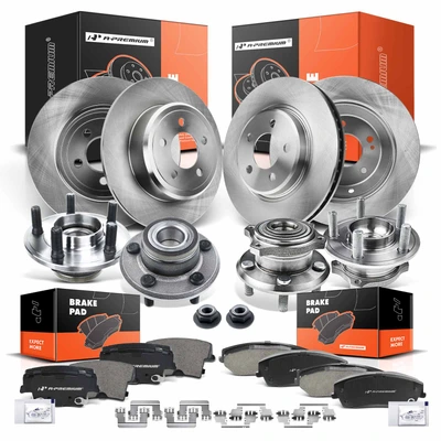 16 Pcs Front & Rear Disc Brake Rotors & Ceramic Brake Pads & Hub Bearings for Chrysler 300 Dodge