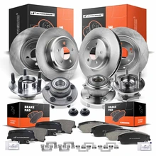 16 Pcs Front & Rear Disc Brake Rotors & Ceramic Brake Pads & Hub Bearings