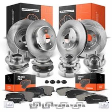 16 Pcs Front & Rear Disc Brake Rotors & Ceramic Brake Pads & Hub Bearings