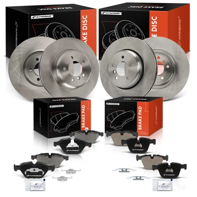 12 Pcs Front & Rear Disc Brake Rotors & Ceramic Brake Pads