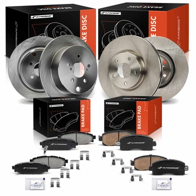 12 Pcs Front & Rear Disc Brake Rotors & Ceramic Brake Pads